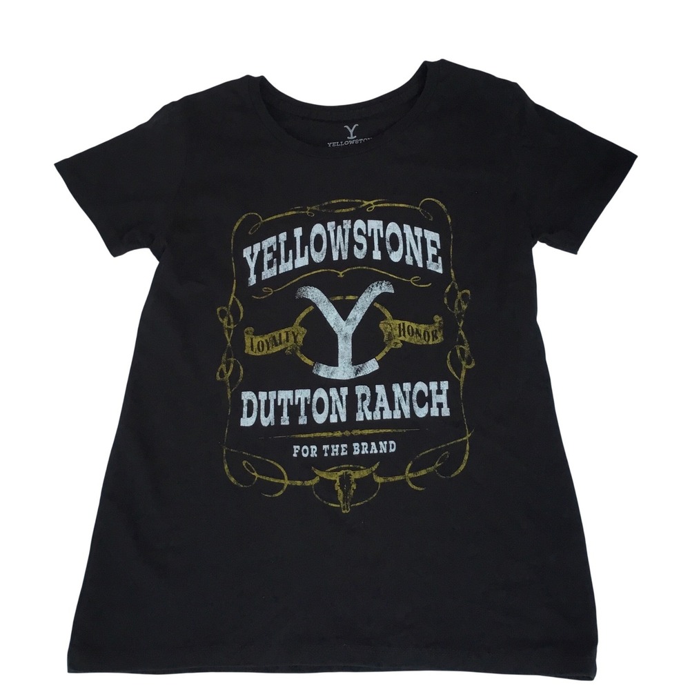 Yellowstone Dutton Ranch Mens Graphic T-Shirt Black Cotton Size L Loyalty Honor